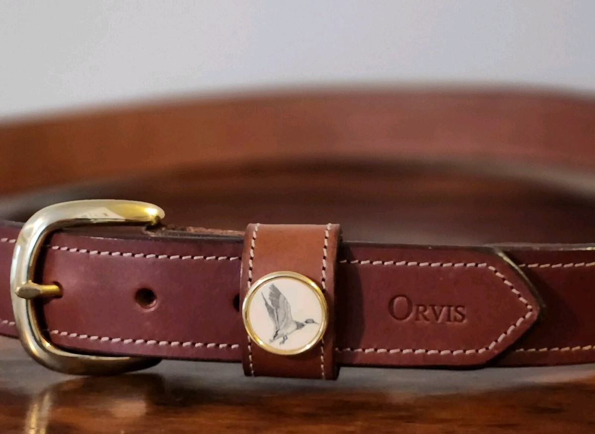 Vintage ORVIS Women’s Belt English Bridle Leather Orvis English Bridle Leather Belt 34 Brass Buckle Fly  main image 4