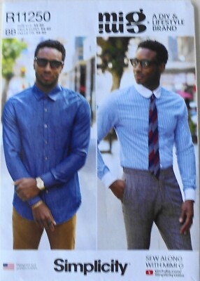 Simplicity 8427 Mens Fitted Shirts Collar Cuff Variations Sewing Pattern 44-52