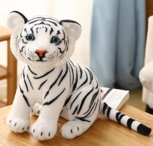 White Baby Tiger Plush Toy 9" Stuffed Animal Toddler Doll Gift for Kids