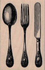 Set of Utensils 2 x 3" Rubber Stamp, Food and Drink Stamp, Utensils