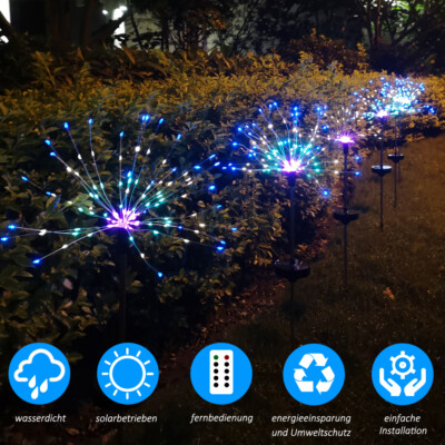 Solar LED Feuerwerk Solarleuchten RGB Licht Lichterkette ...