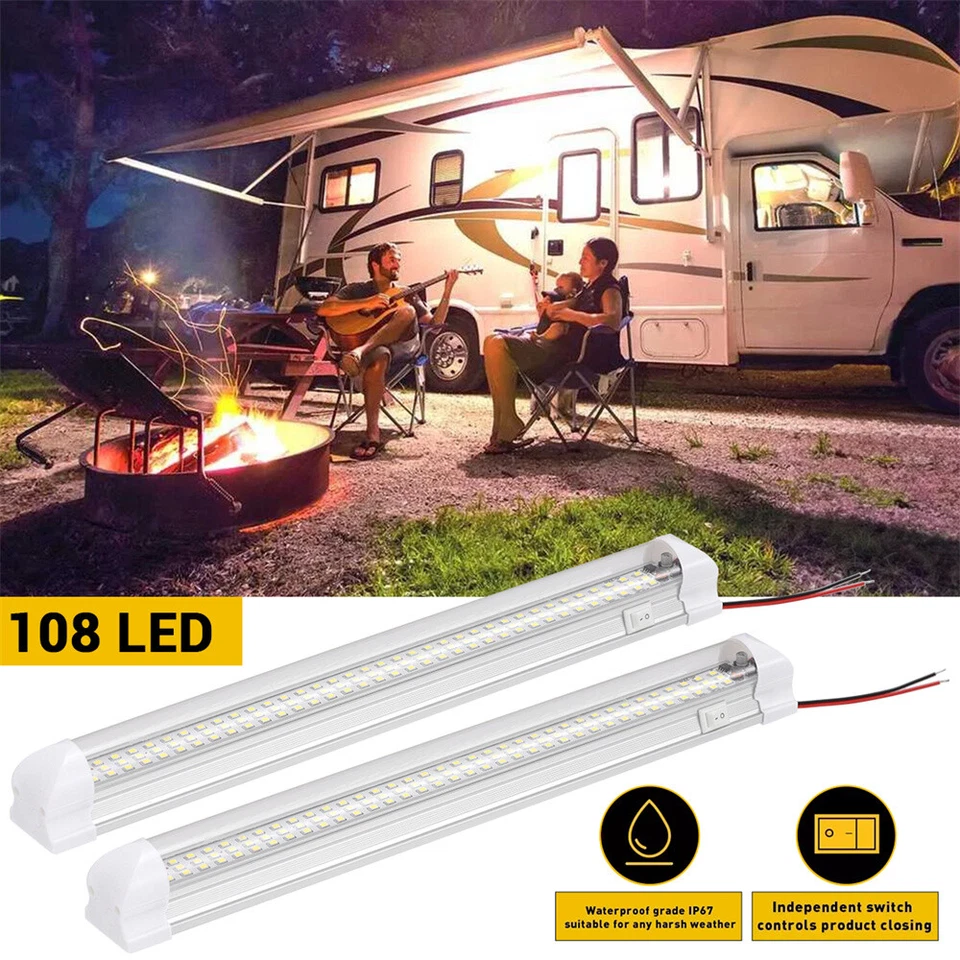 2/4X 12V 108 Led RV Ceiling Dome Light LED Interior Lighting for Trailer Camper - Image 2 of 4