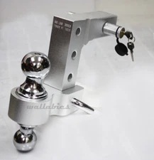 Aluminum Adjustable Trailer Drop Hitch 2" Receiver w/ Lock and Dual Balls