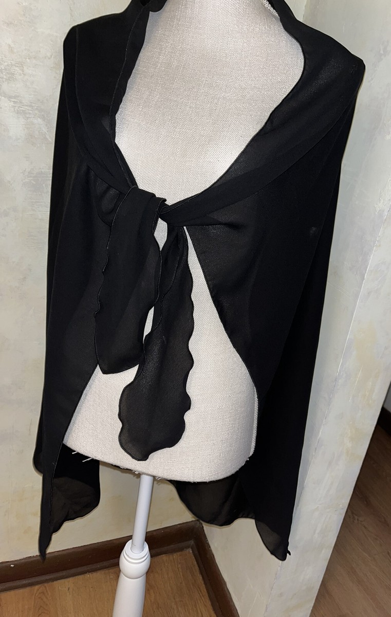 Black Nylon/poly Wrap Tie Cape Halloween Size Dotti 44” w 37