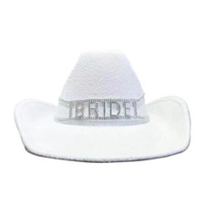 White Bride Crystal Cowgirl Hat Cowboy Hat Party Favor for Women Adult Ladies