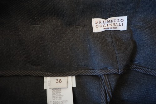 Brunello Cucinelli Monili Pants Charcoal Gray Virgin Wool Cotton High Rise 36 0 - Picture 7 of 7