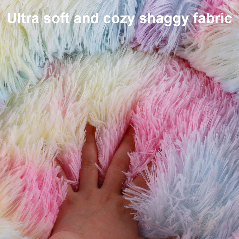 Extra Large Washable Cat Pet Calming Bed Round Soft Plush Comfy Fluffy