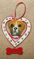 RESIN CANINE BOXER BREED DOG PERSONALIZED CHRISTMAS ORNAMENT NEW