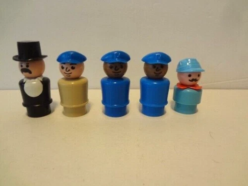 Vintage Fisher Price Little People Train Conductor Engineer Black Mailman Tuxedo