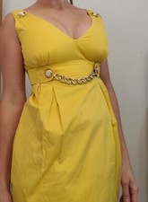 Dolce And Gabbana D&G Yellow Summer Dress With Pockets And Gold Chain Size 2