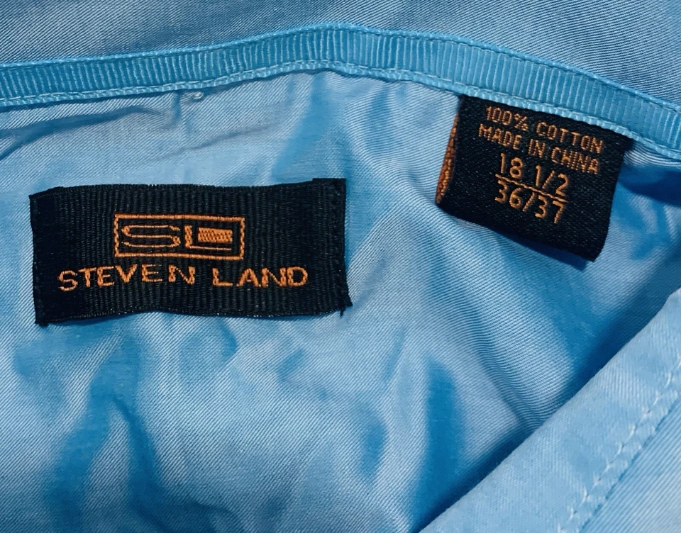Camisa de manga larga Steven Land para hombre talla 18 1/2 36/37 Foto 3 de 4
