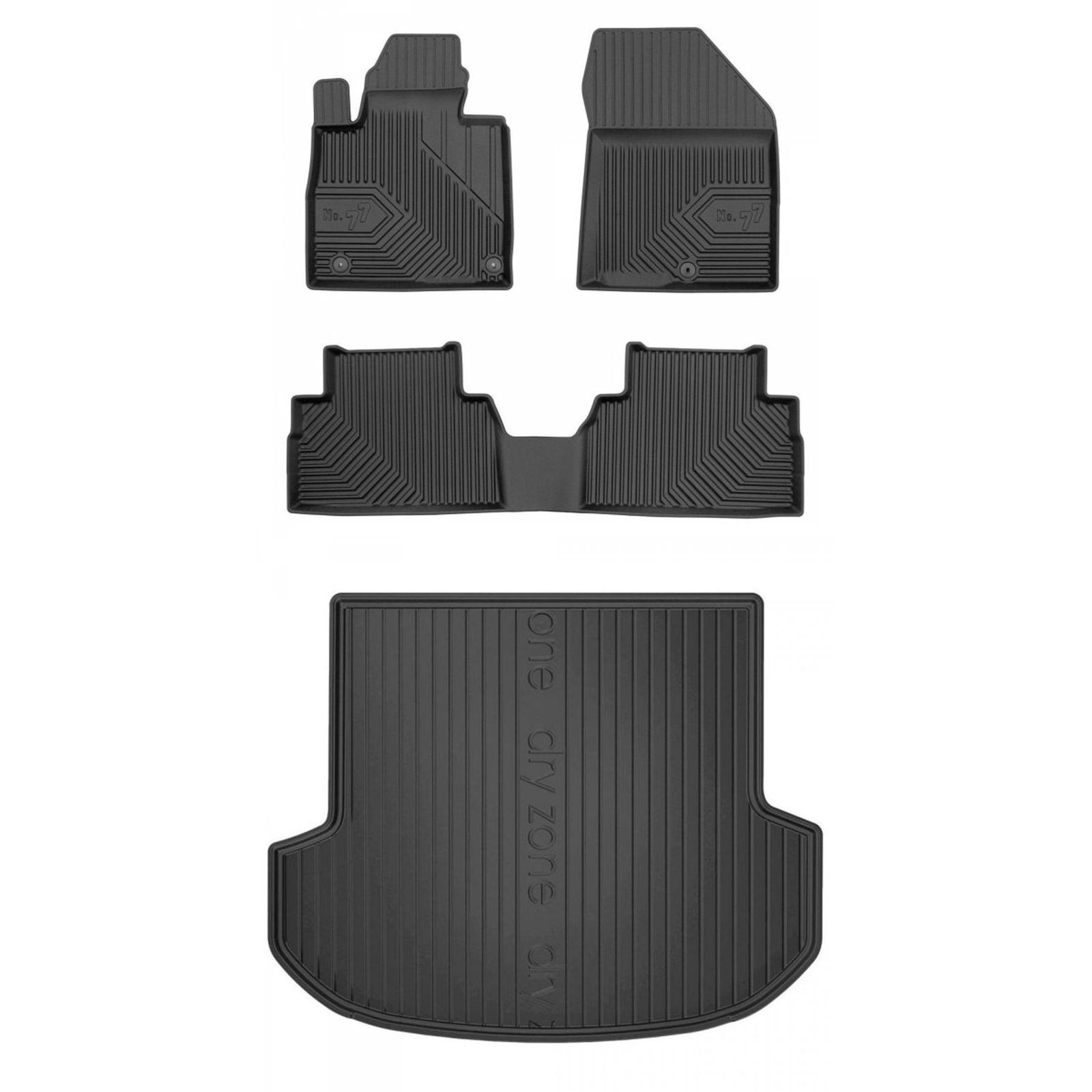 Tapis de sol et de coffre pour Hyundai Santa Fe IV 2018-2023 en TPE noir Frogum