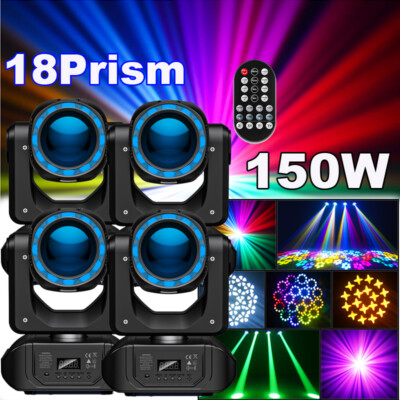 150W 18Prism Moving Head Light LED DMX RGBW Gobo Beam Stage Lighting Disco Club