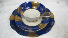 JOHANN SELTMANN BAVARIA Vohenstraub 3 PCS PLATE CUP SAUCER COBLAT BLUE GOLD