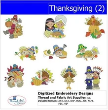 Embroidery Design Set - Thanksgiving(2) - 13 Designs - 9 Formats - USB Stick