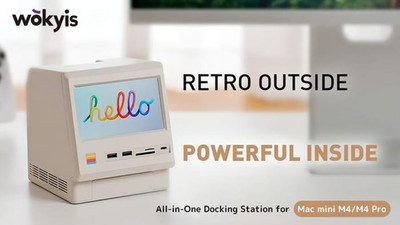 Wokyis M5: Classic Mac 80Gbps Retro Dock Station Mac mini M4, 5 inch HD Disp.