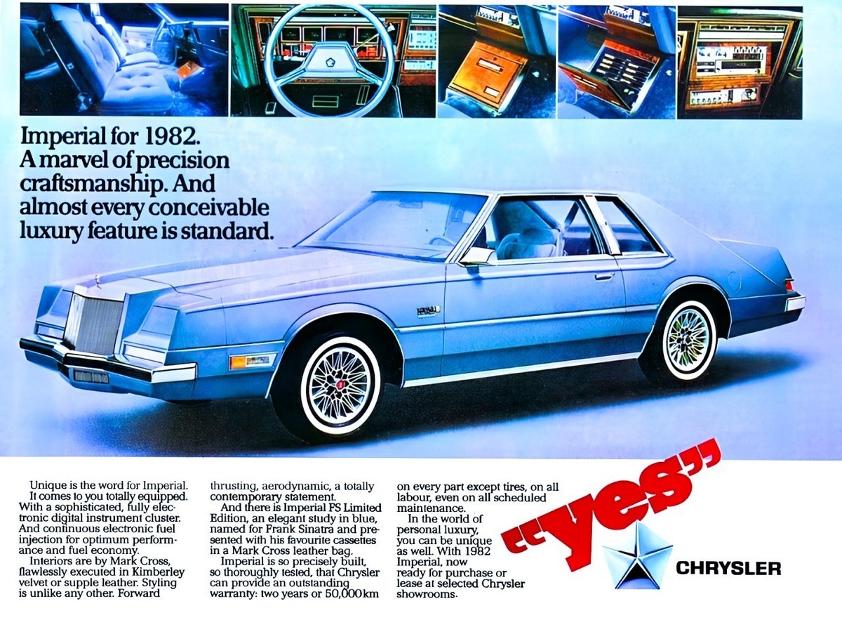 1982 Chrysler Imperial Frank Sinatra Edition AD Poster 24 X 36