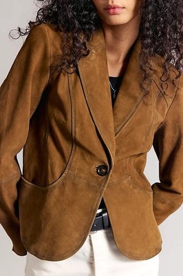 Free People Smart Suede Brown Medium Blazer NWT B100