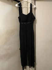 Connected Apparel Black Chiffon Maxi Dress with Beaded Waist Size 20W