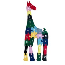 VTG Wooden Educational Alphabet 17" Giraffe Blocks Puzzle Damaged