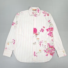 Paul Smith Mens Shirt Pink Large Floral Stripped Long Sleeves Cotton