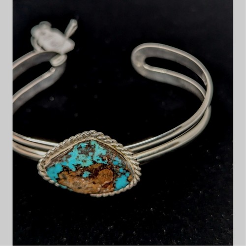 bracciale sterling con morenci turchese quercia nuovo con etichette donna grande 7,5" polsino - Foto 2 di 7