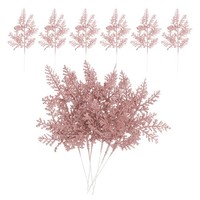 24 StüCk Glitzernde KüNstliche Tannennadeln,Glitzernde TannenstäMme,Rosa