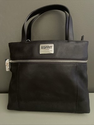 ESPRIT black Purse Handbag Silver Metal Zip Closure 1990s/Y2K