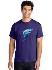 Smiling-Dolphin Mens Graphic Tee, 100% Cotton, Casual Summer Wear
