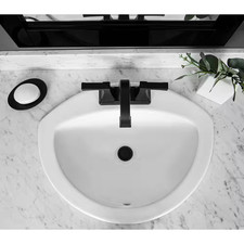 Bathroom Sink 21 in Drop In Semi Oval White Vitreous China 4 in Faucet Hole