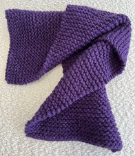  Women's Hand Knitted Cozy Deep Purple Scarf - Eye Catching 