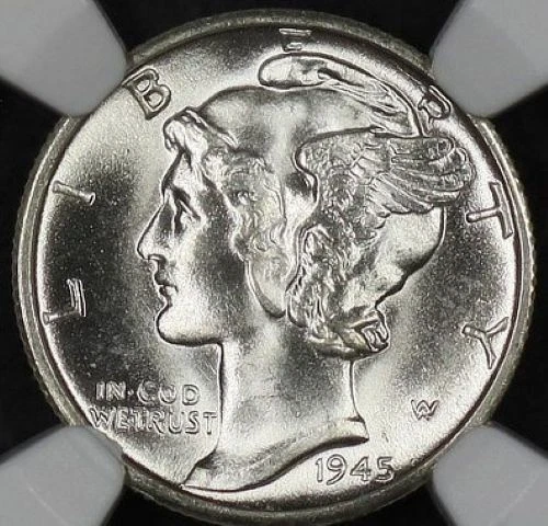 1945 D MERCURY DIME NGC MS 67 GLOWING BLAST WHITE SUPERB GEM, AND VERY NEARLY