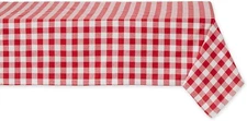 Dii Checkered Cotton Tablecloth 60"x104" Red