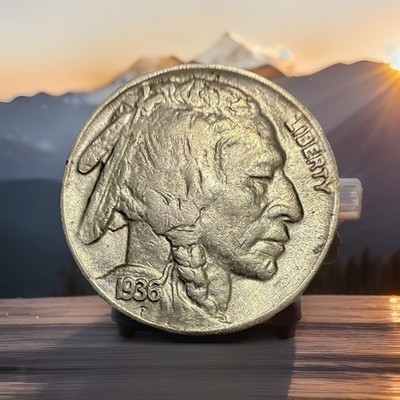 1936 Buffalo Nickel RARE FIND AU  FULL HORNS  KEY DATE  LOW MINTAGE