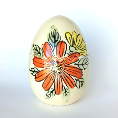 Vintage LEGO Japan Hand-Painted Floral Cracked Egg Salt & Pepper Shaker Set