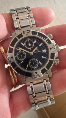 LUCIEN ROCHAT chronograph aDIVER STEEL NEW OLD STOCK FULL SET VINTAGE from 90'