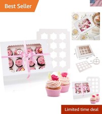 Paquete de 25 cajas para cupcakes listas para regalo hechas a mano con insertos extraíbles para 12 cupcakes