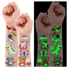 380 Styles 30 Sheets Luminous Tattoos for Kids, Mixed Styles Temporary Tattoos
