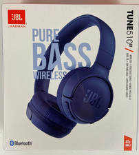 JBL Tune 510BT Pure Bass Wireless Bluetooth On-ear Headphones - Blue - NEW