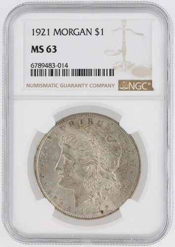 1921  Morgan Dollar NGC MS63 Philadelphia Minted Silver Dollar No Reserve