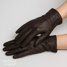 Vtg French Womens Leather Black Gloves 6.5 100 Silk Lined Elegant Dress Winter