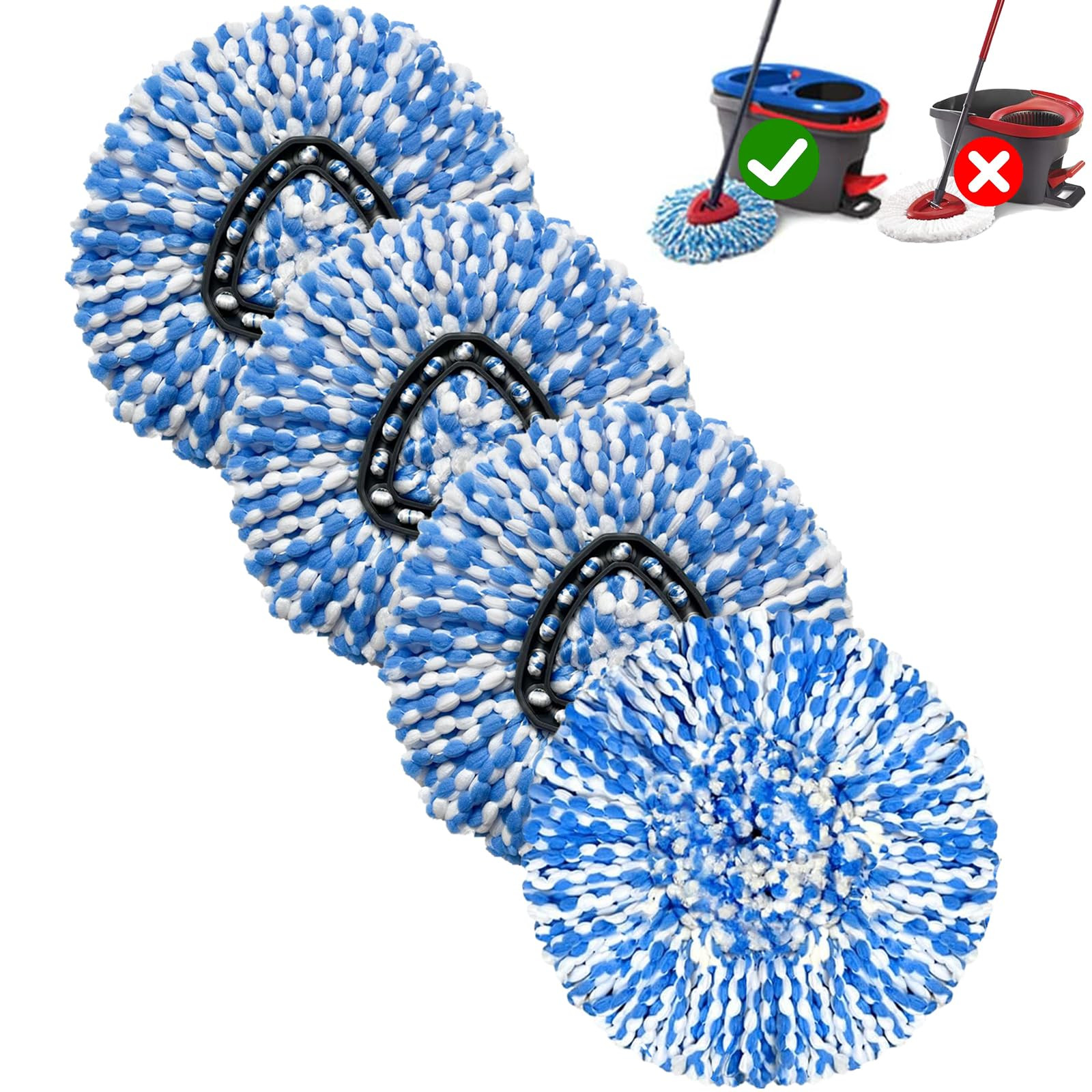 4 Pack Replacement Mop Heads for O Cedar Spin Mop & RinseClean 2-T Bucket System