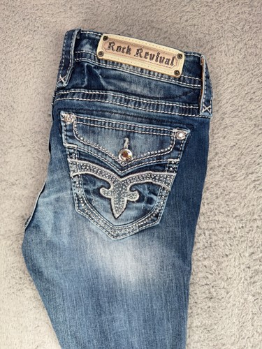 Rock Revival Jeans Women's Size 28 "Greer" Boot Embellished Distressed - Picture 2 of 13
