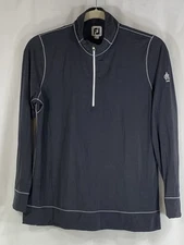 Footjoy Women's XL Quarter Zip Long Sleeve Pullover Jacket Black Charcoal Stripe