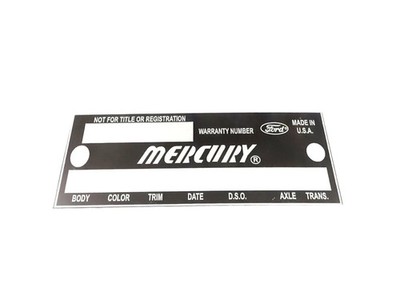 Vintage Datenplatte Emblem Für Mercury COUGAR Garantie 1967-69 #V423-8 Silber