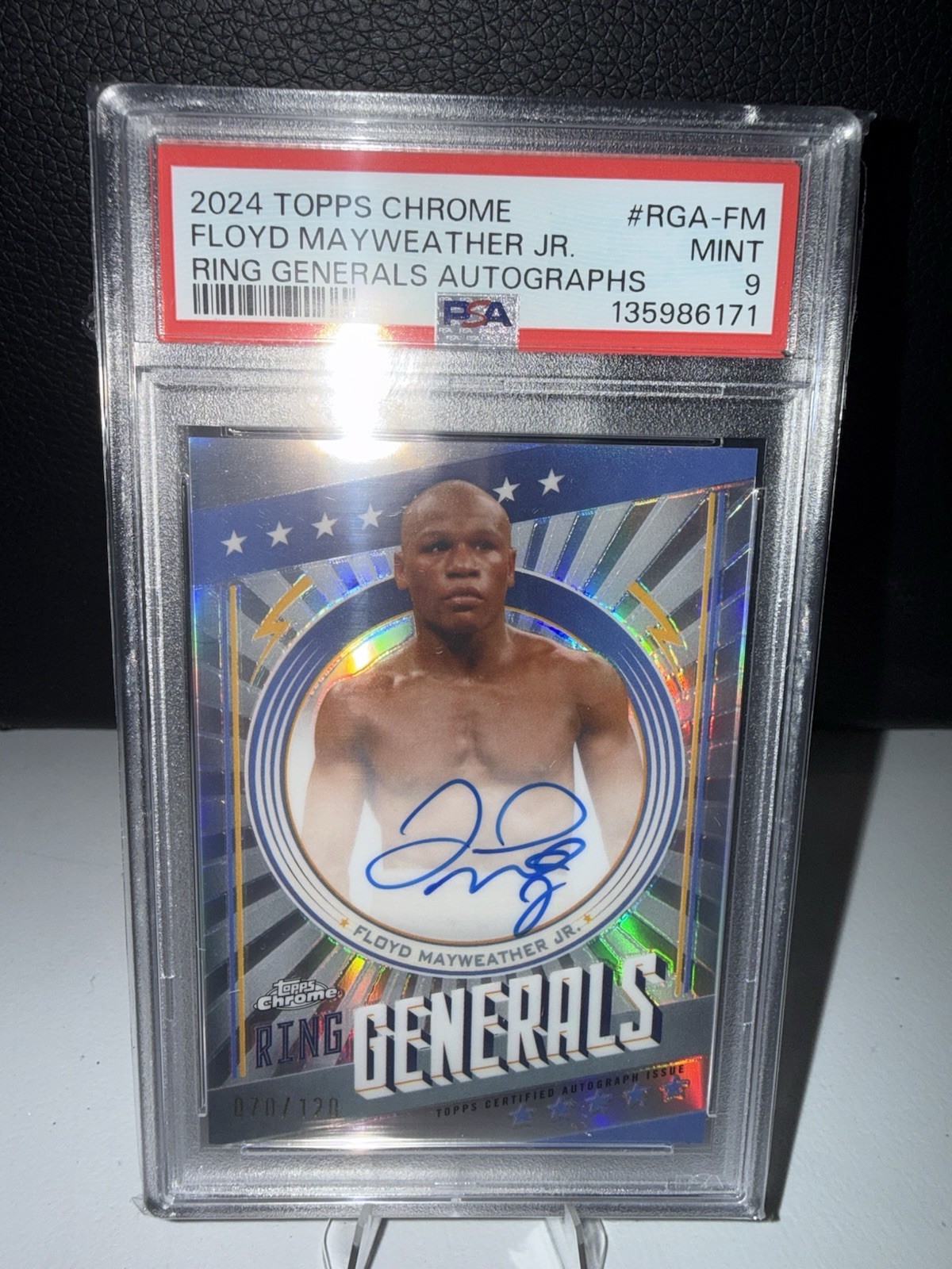 2024 Topps Chrome Boxing Floyd Mayweather Jr. Ring Generals Auto /120 - PSA 9