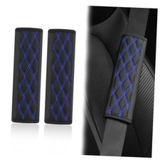 2PCS Car Seat Belt Cover Pads,Leather Seatbelt Covers Protect Black/Blue