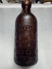 Rare AMBER JOS HLADOVEC CHICAGO ILL Hutch/Hutchinson BLOB TOP SODA BOTTLE *Chip