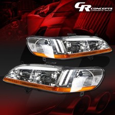 Pair Chrome Amber Oe Style Headlight Lamp Lhrh For 1998-2002 Honda Accord Cg
