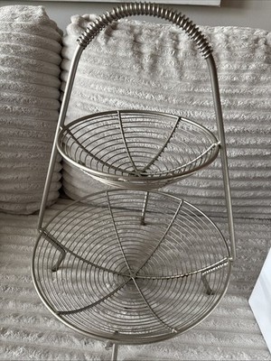 Matte Finish 2-Tier Fruit Or Bread Basket -20  High X 14  Wide Very Sturdy